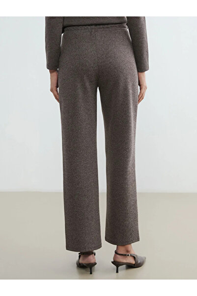 LC Waikiki Brown Loose Fit Patterned Women's Pleated Trousers