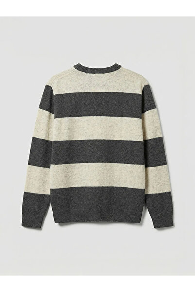 LC Waikiki سترة تريكو رجالية مخططة من مزيج الصوف باللون الرمادي