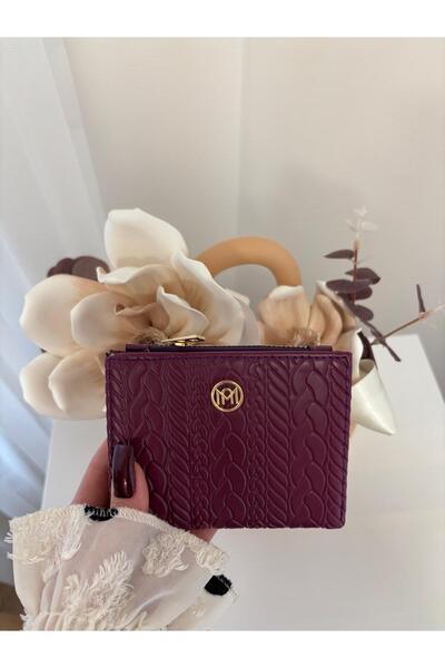 Laletto Kadın Örgü Detaylı Kabartmalı Suni Deri Cüzdan