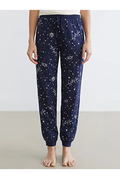 LC Waikiki Pantaloni de pijama jogger pentru femei, albastru marin, cu talie ...