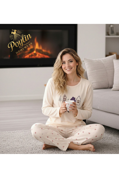 Mihra Kadın Desenli Waffle Kumaş Uzun Kollu Pijama Takımı-Özel Seri