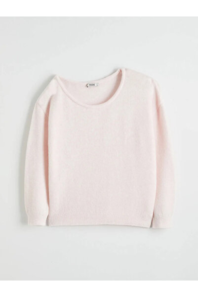 LC Waikiki Pink Boat Neck Oversized Women's Knitwear Sweater