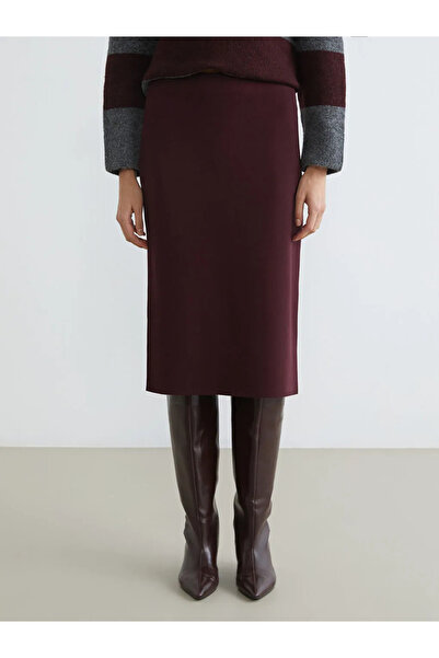 LC Waikiki Plum Elastic Waist Slit Knitwear Skirt