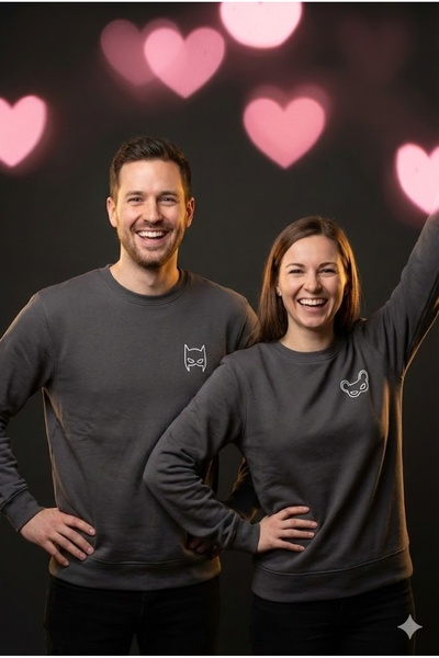 PERISENSE Dear Couple Combination Printed 2-Piece Cotton 3-Yarn Hoodless Over...