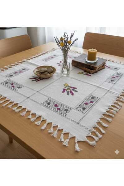 Milenam Authentic Patterned Handcrafted Wooden Printed Spike Patterned Square...