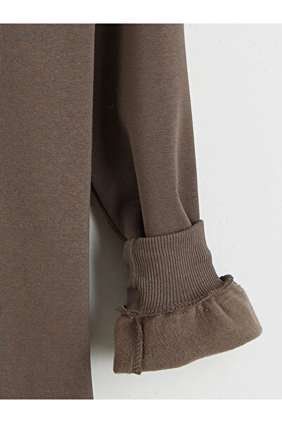 LC Waikiki Καφέ Grogu εμπριμέ υπερμεγέθη γυναικεία χοντρή φούτερ μπλούζα