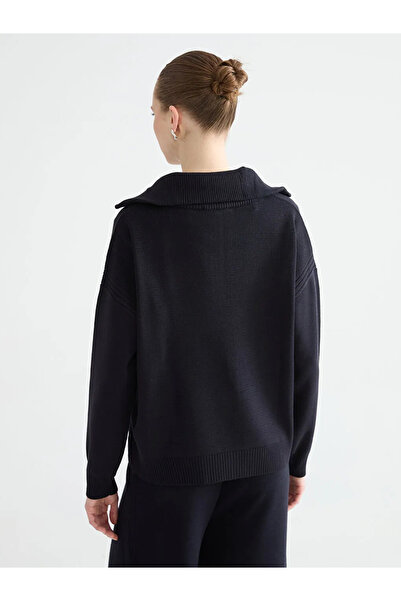 LC Waikiki Navy Blue Mock Neck Women's Knitwear Sweater