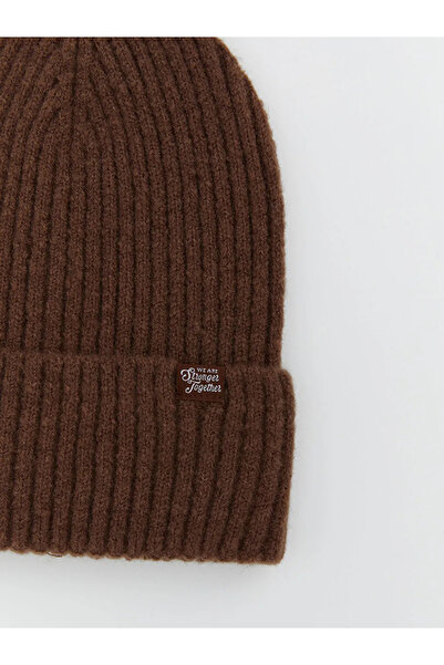 LC Waikiki Brown Embroidered Women's Knitwear Beanie