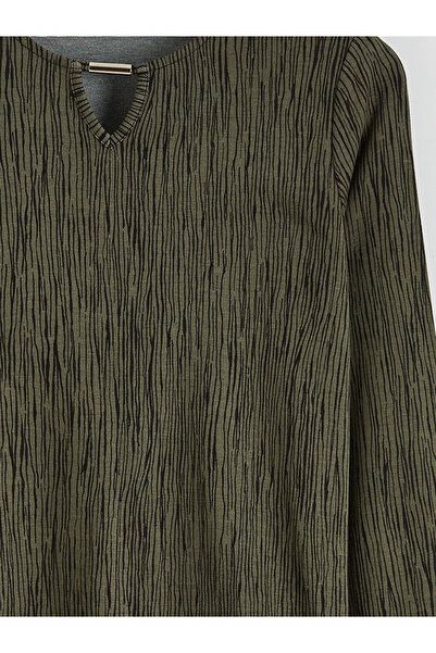 LC Waikiki Green Crew Neck Patterned Blouse