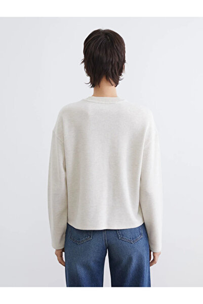 LC Waikiki Γυναικείο φούτερ με λαιμόκοψη σε μπεζ χρώμα