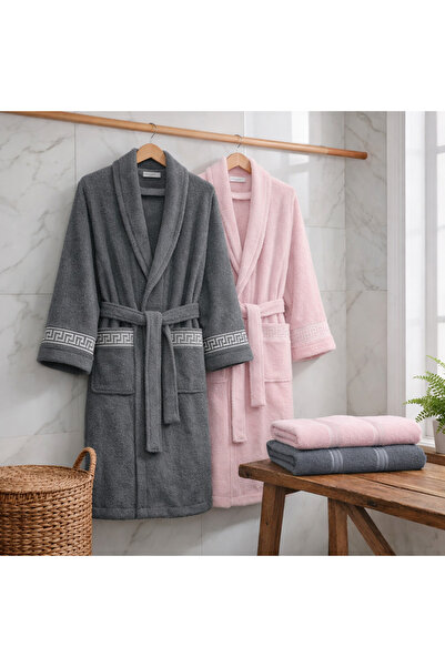 MUK's 6 Piece Family Set Cotton Bathrobe Set for Women & Men