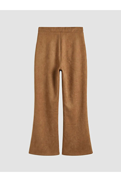 LC Waikiki Brown Flared Women's Suede Look Trousers