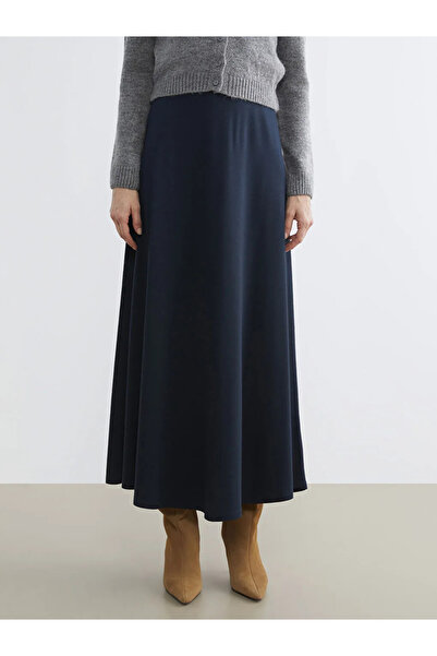 LC Waikiki Navy Blue A-Line Flared Long Skirt