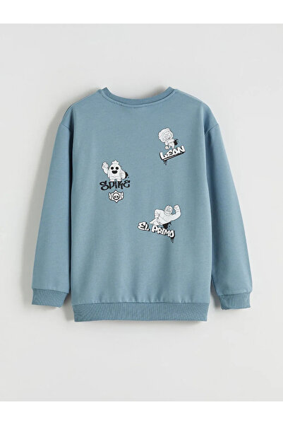 LC Waikiki Blue Brawl Stars Printed Boys' Sweatshirt