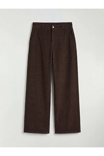 LC Waikiki Brown Slim Fit Women's Corded Fabric Velvet Trousers