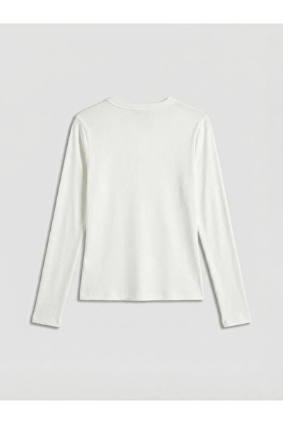 LC Waikiki White crew neck Corded Fabric women's bodysuit