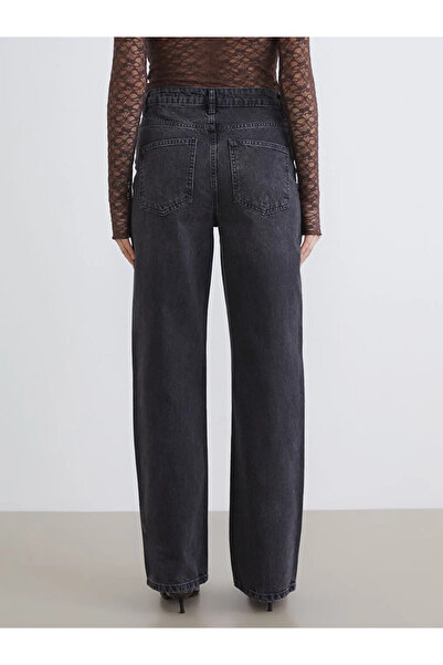 LC Waikiki Μαύρο γυναικείο τζιν παντελόνι Straight Fit