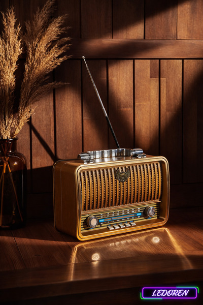 L'eDoren Md-1909Bt Usb Sd Mp3 Bluetooth Şarjlı Nostaljik Radyo
