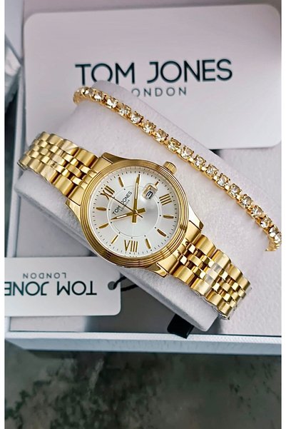 Tom Jones London New Model Roman Numeral Women's Wristwatch+Bracelet Gift