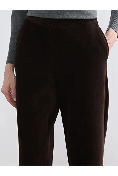 LC Waikiki Brown Elastic Waist Women's Velvet Trousers