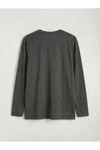 LC Waikiki Gray Easy-To-Wear Men's Pajama Set with Snap Fasteners