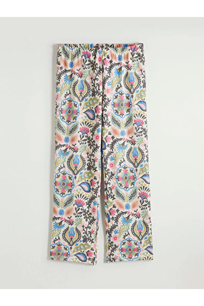 LC Waikiki Ecru bicycle collar patterned women's pajama set