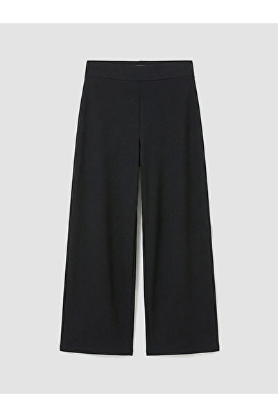 LC Waikiki Black Elastic Waist Wide Leg Women's Trousers