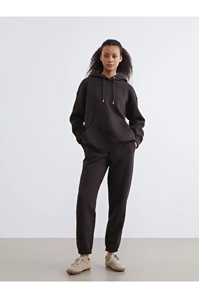 LC Waikiki Brown Elastic Waist Women's Thick Jogger Sweatpants