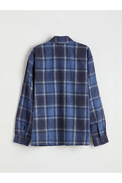 LC Waikiki Navy Blue Plaid Boy's Shirt