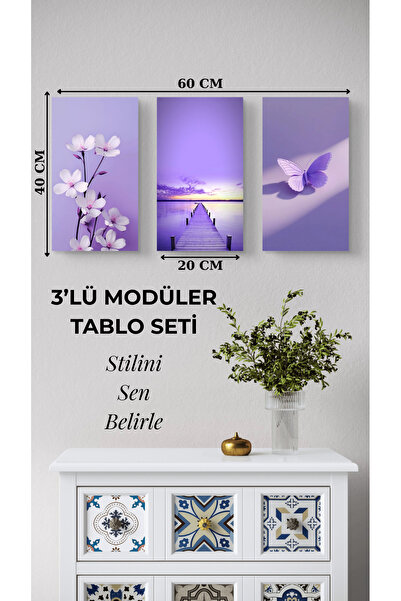 Arzande 3 Parça Modüler Metal Tablo Seti Çerçevesiz Modern Seri Kolay Montaj