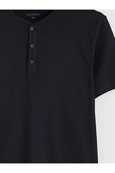 LC Waikiki Black Crew Neck Short Sleeve Men's Sleepwear Top