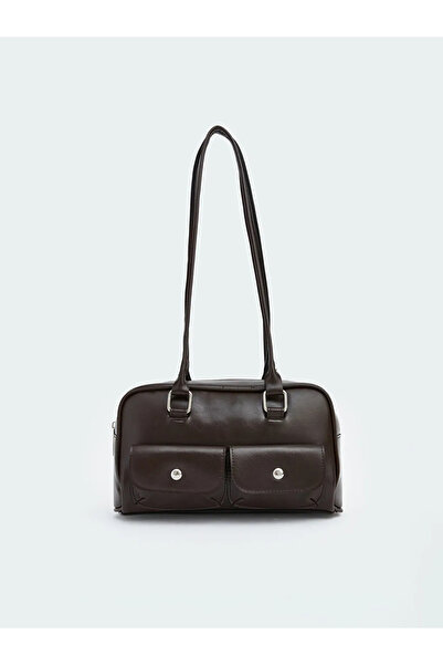 LC Waikiki Кафява дамска чанта тип багет с кожен вид