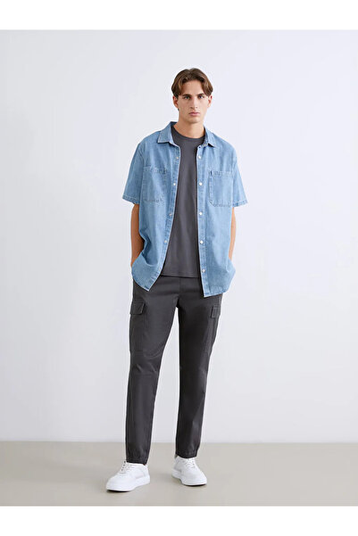 LC Waikiki Ανδρικό παντελόνι από γαμπαρντίνα σε στάνταρ γραμμή ανθρακί