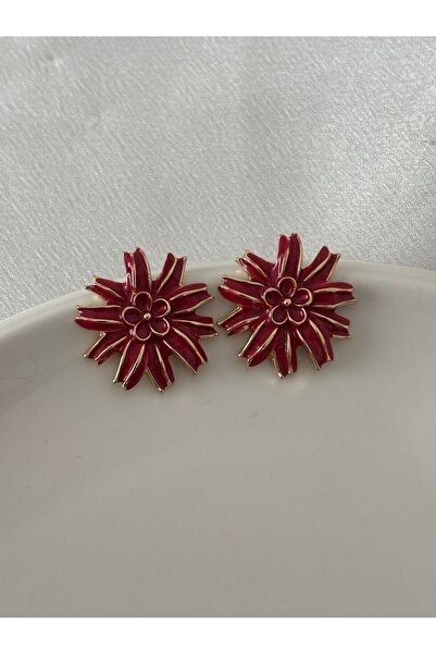 BIJUTERI Red Flower Model Earrings