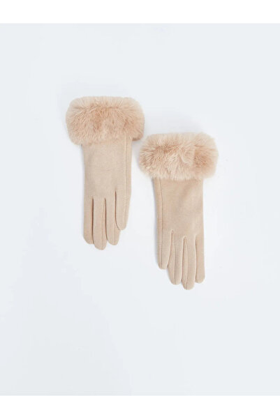 LC Waikiki Ecru Sheepskin Women's Gloves