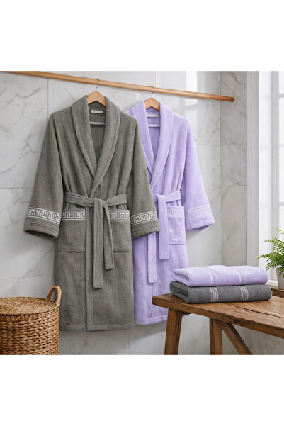 MUK's 6 Piece Family Set Cotton Bathrobe Set for Women & Men