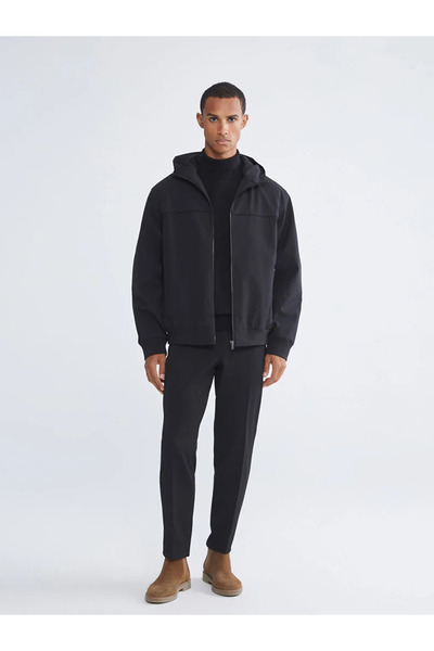 LC Waikiki Black Comfortable Fit Hooded Men's Coat