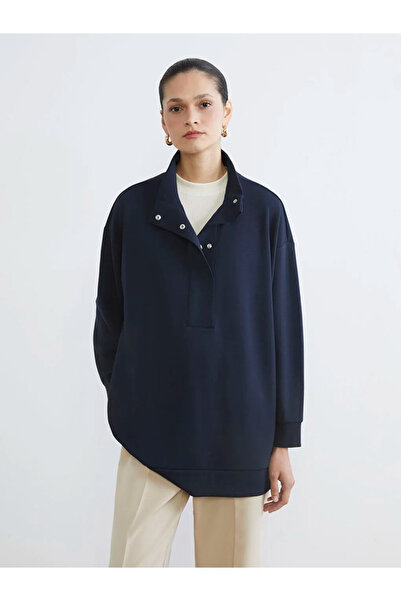 LC Waikiki Γυναικείο φούτερ τούνικ Navy Blue Soft Touch oversized