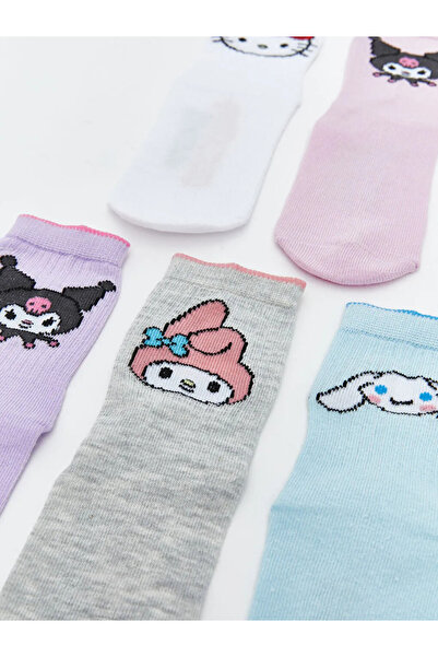 LC Waikiki Lila Hello Kitty и приятели момичешки чорапи с мотиви, 5-пакет