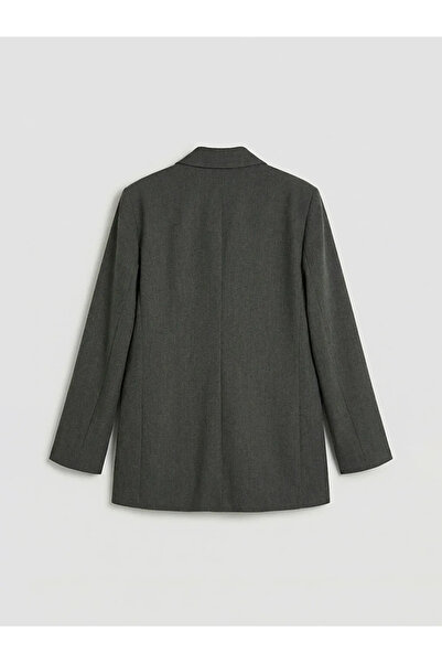 LC Waikiki Gray Double-Breasted Collar Women's Blazer Jacket