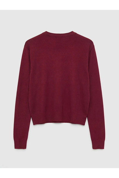 LC Waikiki Burgundy Crew Neck Women's Knitwear Sweater