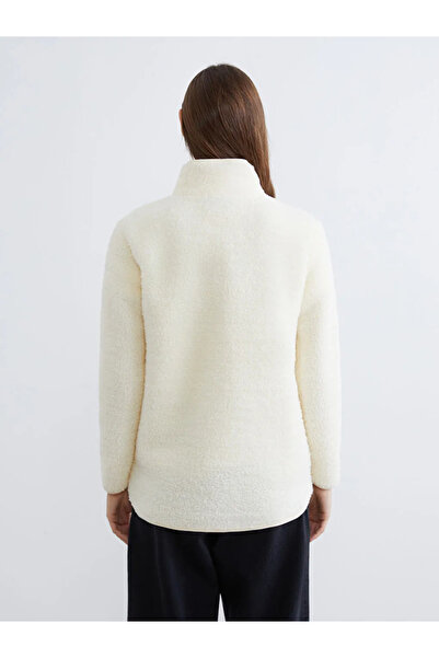 LC Waikiki Γυναικείο βελούδινο φούτερ σε μπεζ χρώμα με όρθιο γιακά