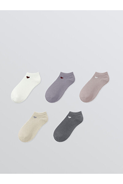 LC Waikiki Nevavm Heart Printed Women's Booties Socks 5-Pack
