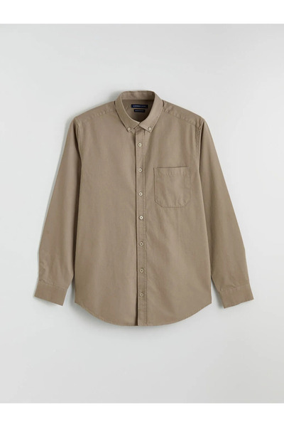 LC Waikiki Beige Regular Fit Gabardine Men's Shirt