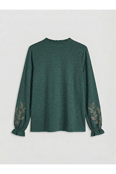 LC Waikiki Green Tie Neck Patterned Blouse