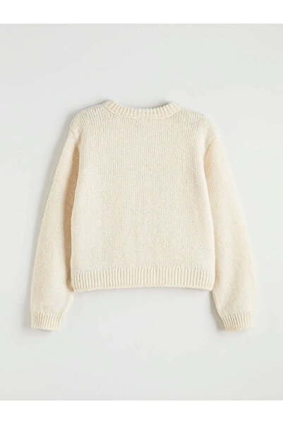 LC Waikiki Ecru knitted cardigan for girls