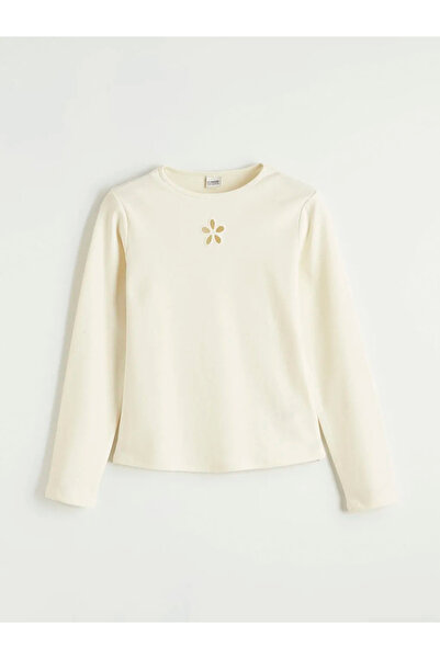 LC Waikiki Екру велосипедна блуза с детайли на врата за момичета