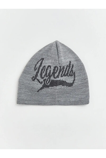 LC Waikiki Gray Printed Boy's Knitwear Beanie