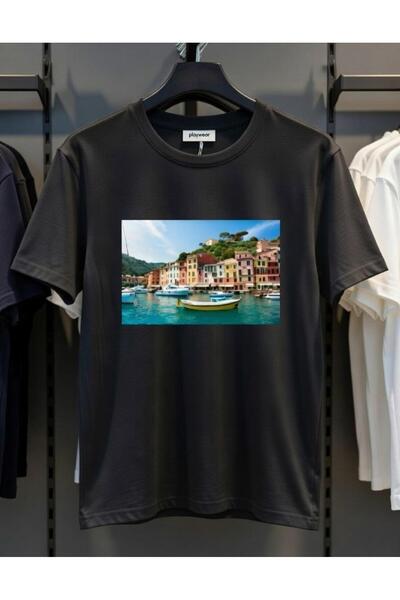 playwear تي شيرت PLAY WEAR للجنسين بقصة فضفاضة مطبوع عليه ITALY V2 برقبة دائرية