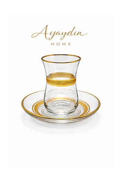 Paşabahçe 42011 Krikle Altın 12 Parça Çay Seti (6 Bardak + 6 Tabak) - Ayaydın...